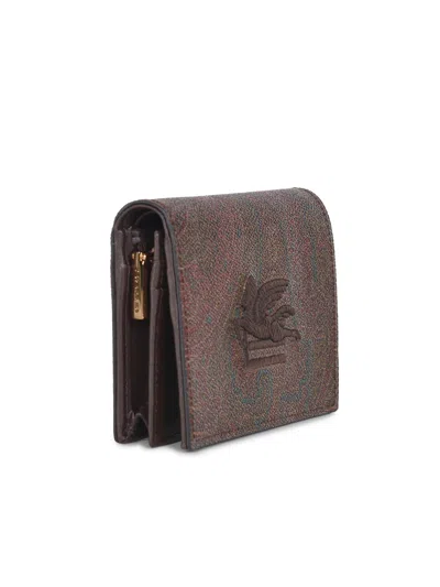 Etro Wallet In Paisley Leather In Brown