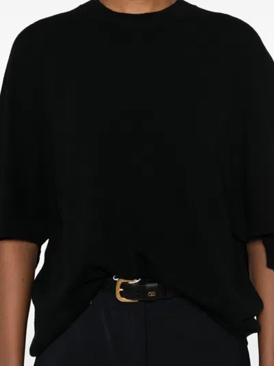 Fabiana Filippi Wool Blend Batwing Sleeve Top In Black