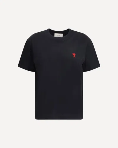 Ami Alexandre Mattiussi Ami Paris Black Ami De Coeur T Shirt