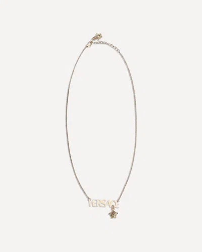 Versace Logo Necklace In Gold
