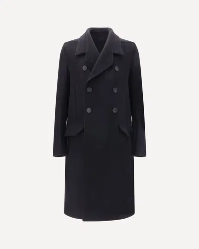 Rick Owens Officer Coat Structured Wide Lapels In Black