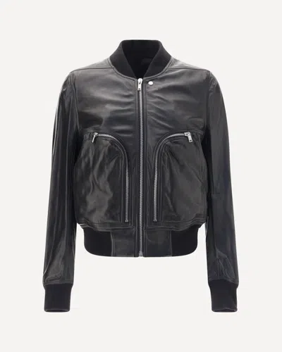 Rick Owens Bauhaus Flight Leather Jacket In Black