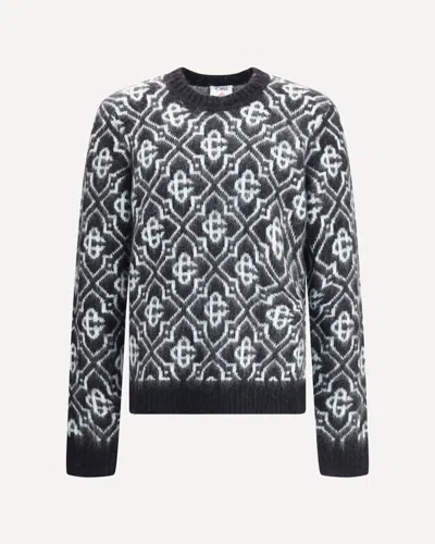 Casablanca Black Mohair Blend Monogrammed Sweater Men