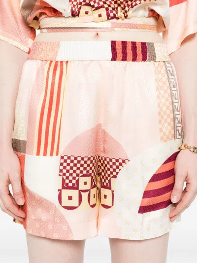 Fendi Women Patchwork Shorts In Pink