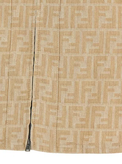 Fendi Ff Chambray Jacket In Neutral