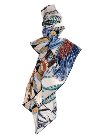 Ferragamo Giada Print Silk Scarf Scarves And Foulards White In Multi