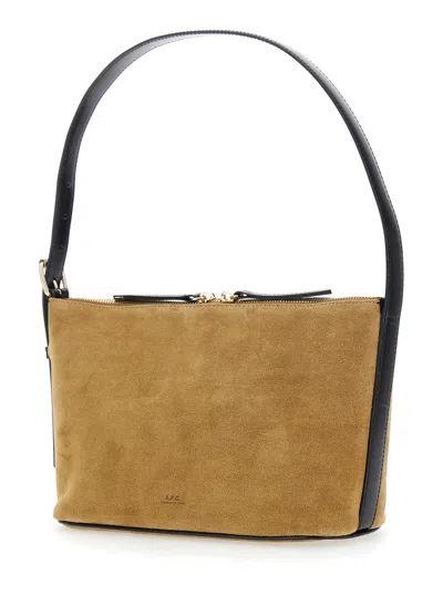 Apc Vera Beige Shoulder Bag With Top Handle And Zip Closure In Suede Woman