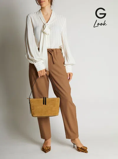 Apc Vera Beige Shoulder Bag With Top Handle And Zip Closure In Suede Woman