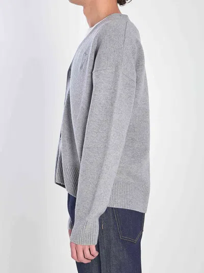 Ami Alexandre Mattiussi Ami Paris Men Wool And Cashmere Cardigan In Gray