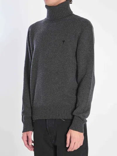 Ami Alexandre Mattiussi Ami Paris Charcoal Cashmere Blend Sweater