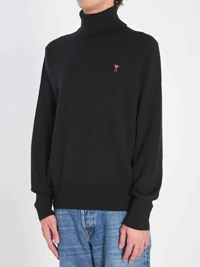 Ami Alexandre Mattiussi Ami Paris Ami De Coeur Merino Wool Turtleneck Sweater