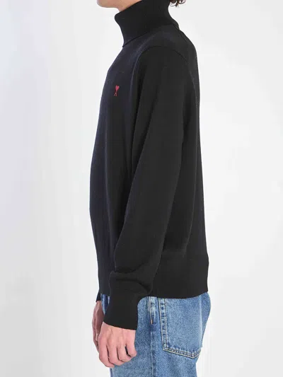 Ami Alexandre Mattiussi Ami Paris Ami De Coeur Merino Wool Turtleneck Sweater