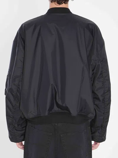 Balenciaga Men Bomber Jacket With Logo In Black