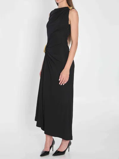 Bottega Veneta Asymmetric Hem Viscose Jersey Dress In Black