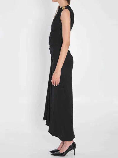 Bottega Veneta Asymmetric Hem Viscose Jersey Dress In Black