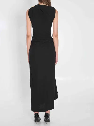Bottega Veneta Asymmetric Hem Viscose Jersey Dress In Black