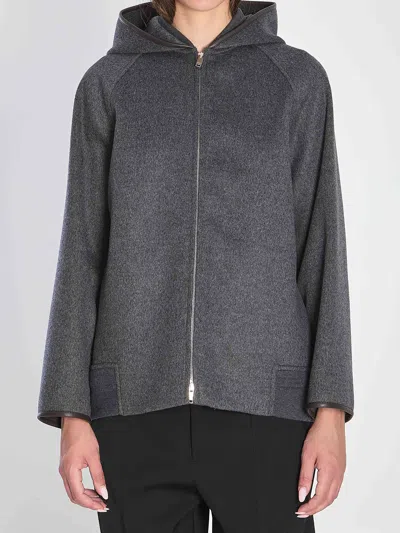 Bottega Veneta Women Double Face Wool Hooded Blouson With Leather Piping