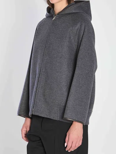 Bottega Veneta Women Double Face Wool Hooded Blouson With Leather Piping