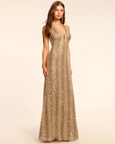 Ramy Brook Lilia Chevron Sequin Maxi Dress
