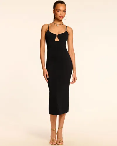 Ramy Brook Sloan Plunging Ribbed Knit Midi Dress In Black