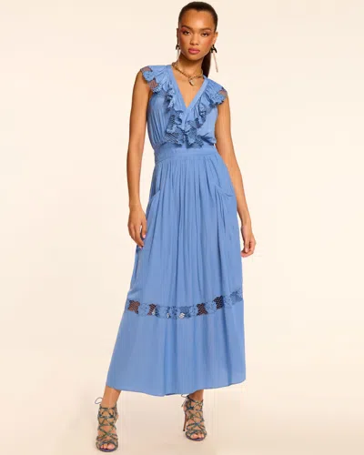 Ramy Brook Laila V-neck Smocked Embroidered Maxi Dress