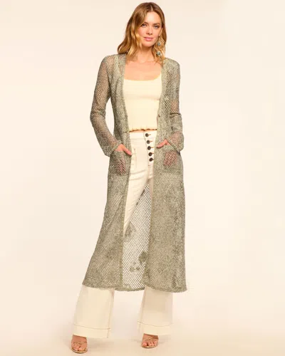 Ramy Brook Liana Metallic Knit Crochet Duster