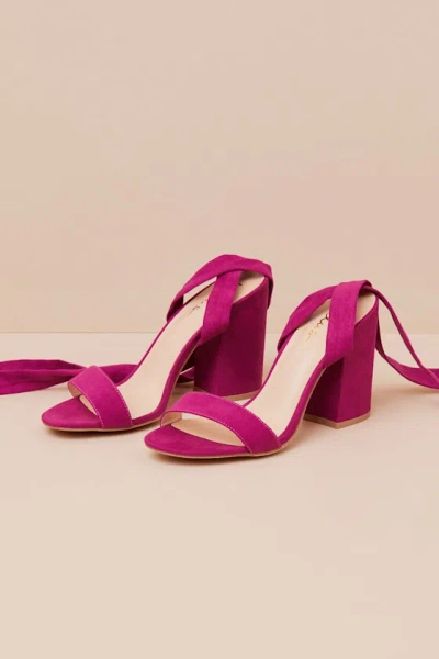 Lulus Alta Sangria Suede Lace-up Heels