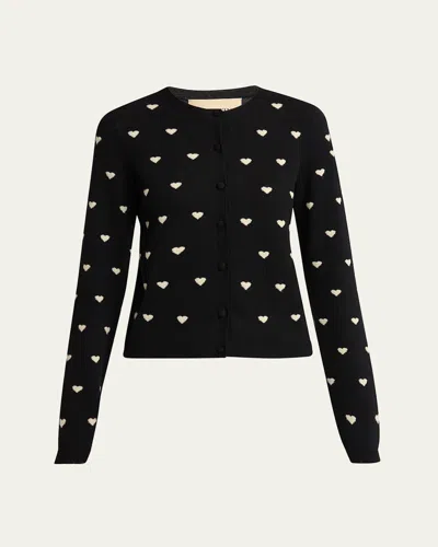 Valentino Jacquard Hearts Wool-cashmere Cardigan
