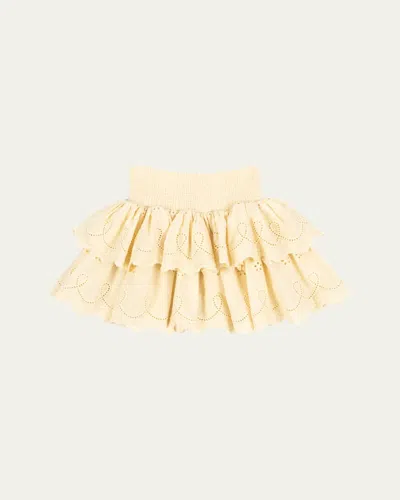 Konges Slojd Organic Cotton Smocked Posey Skirt In Neutral