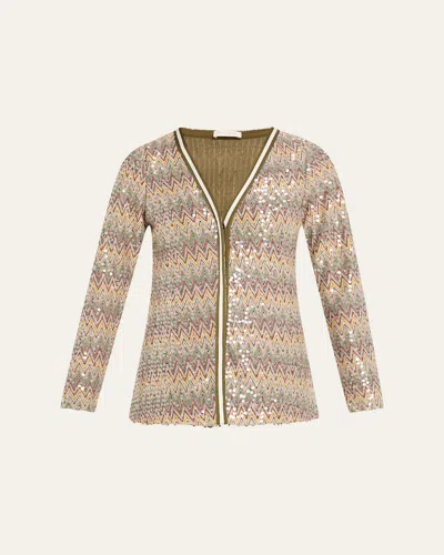 Ramy Brook Kiki Sequined Chevron Cardigan In Multi