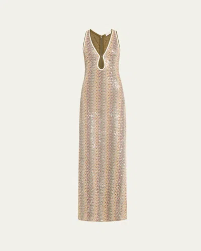 Ramy Brook Lilia Chevron Sequin Maxi Dress
