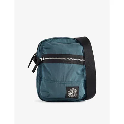 Stone Island Patch Logo Adjustable Shoulder Strap Front Pocket In Green