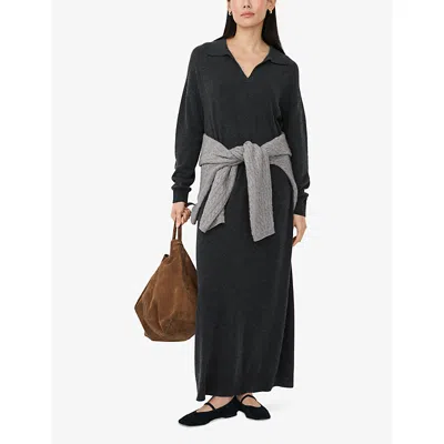 The White Company S Drkchrcmrl Open-collar Relaxed-fit Wool-blend Maxi Dress Xl
