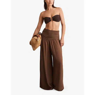 Reiss Womens Brown Lola Relaxed-fit Wide-leg Woven Trousers In Brown