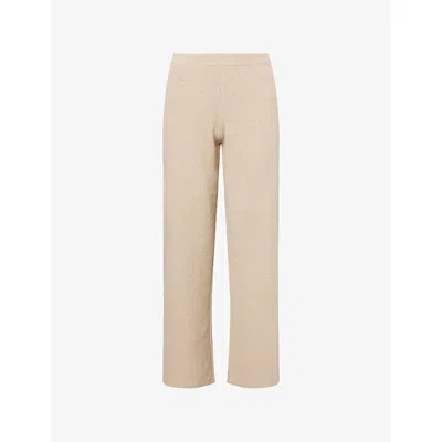 Pretty Lavish Womens Beige Kourtney Wide-leg Knitted Trousers In Neutral