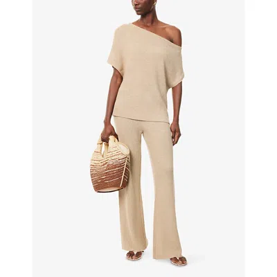Pretty Lavish Womens Beige Kourtney Wide-leg Knitted Trousers In Neutral