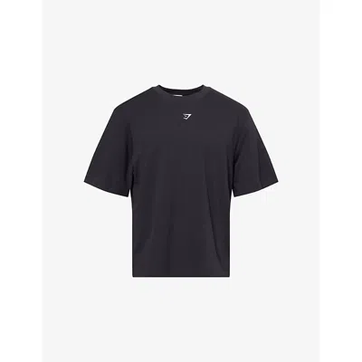 Gymshark Mens Gs Black Rest Day Essentials Boxy-fit Cotton T-shirt In Black