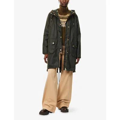 Barbour Womens Fern/ancient Tartan Marcy Hooded Waxed-cotton Parka