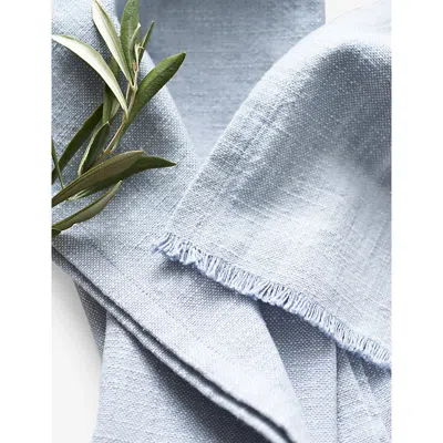 The White Company Soft Blue Fringed-trim Cotton Napkins Set Of Four