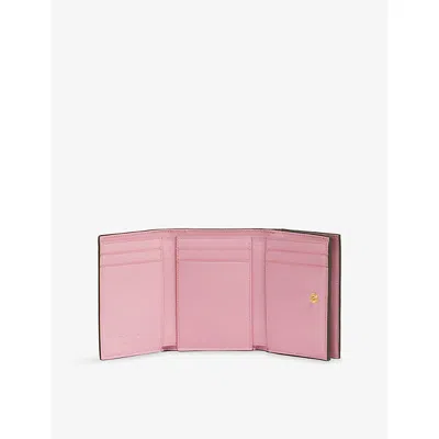 Marni Womens Green Embroidered-logo Tri-fold Leather Wallet In Green