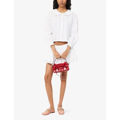 Sandy Liang Womens White Crayon Broderie-anglaise-trim Cotton Shirt In White