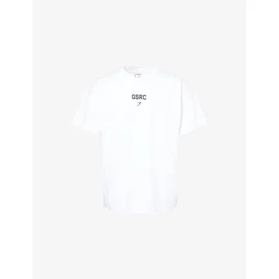 Gymshark Mens Gs White Gsrc Oversized-fit Cotton T-shirt In White