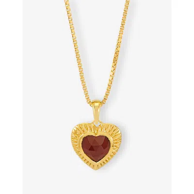 Rachel Jackson Womens Gold/garnet Electric Love Garnet Heart 18ct Gold-plated Sterling Silver Necklace