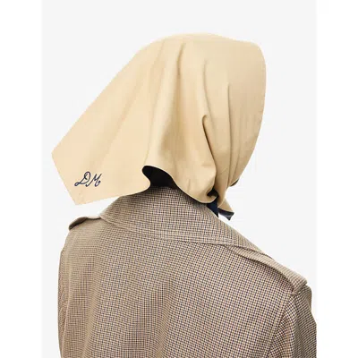 Damson Madder Womens Navy Ella Embroidered-logo Cotton Headscarf