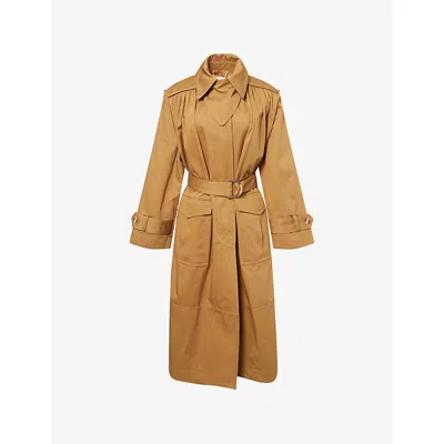 Zimmermann Womens Khaki Illuminate Relaxed-fit Cotton Trench Coat