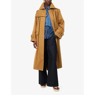 Zimmermann Womens Khaki Illuminate Relaxed-fit Cotton Trench Coat