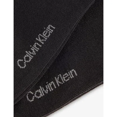 Calvin Klein Womens Black Branded Pack Of Two Woven Ankle Socks Eur 39-42/6-9 Uk
