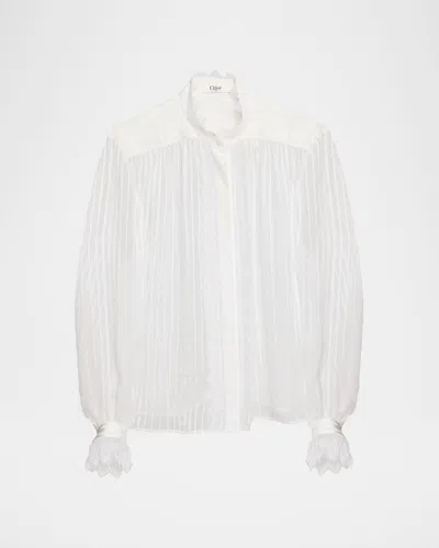 Chloé Tonal Striped Silk Blouse