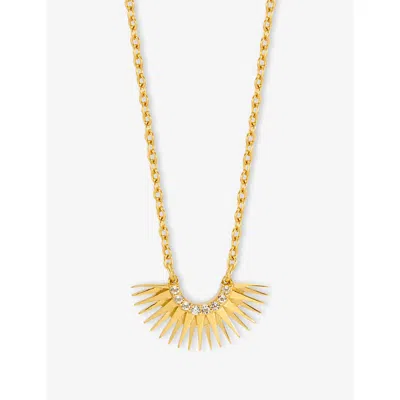 Rachel Jackson Womens Mini Rising Sun 18ct Gold-plated Sterling Silver And White Topaz Necklace