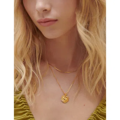 Rachel Jackson Womens Electric Deco Heart 18ct Gold-plated Sterling Silver Necklace